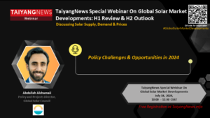TaiyangNews Special Webinar - Abdallah Alshamali, Policy and Projects Director, Global Solar Council, will speak on Policy Changes & Opportunities in 2024 at TaiyangNews Special Webinar on July 18, 2024. Scan the QR Code to register for free. (Photo Credit: TaiyangNews) - China Solar PV News Snippets