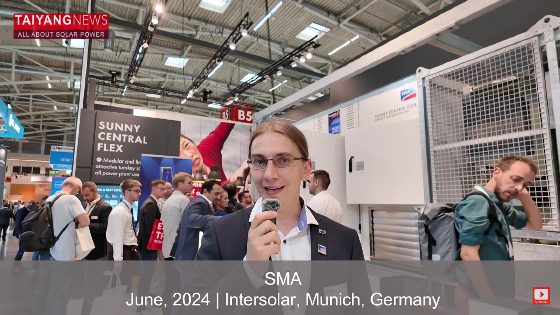 TaiyangNews at Intersolar Europe 2024 - SMA Solar showcases flexible hybrid large-scale power conversion solution.