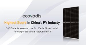 DAS Solar EcoVadis Silver Medal - TaiyangNews China Solar PV News Snippets