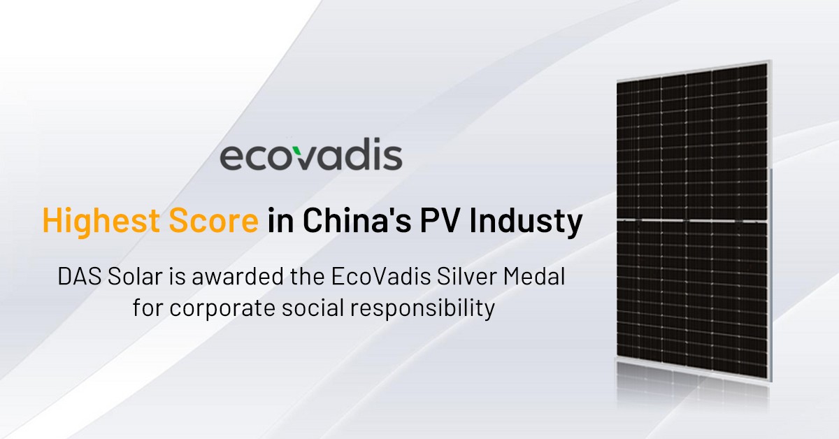 DAS Solar EcoVadis Silver Medal - TaiyangNews China Solar PV News Snippets